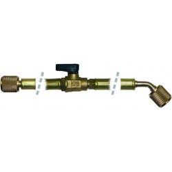 1500 mm yellow flexible hoses with valve TF-1500-1/4D-1/4-45-Y-V - 1/4 x 1/4...