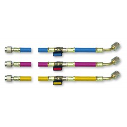 1500 mm 3 flexible hoses series with mid valve - 45° 3TF-1500-1/4-45-BRY-V -...