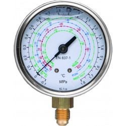 Inox stainless steel oil-filled gauge - 1.6 Cl. MAN-NPT-OIL-75-S1-L-R-I -...