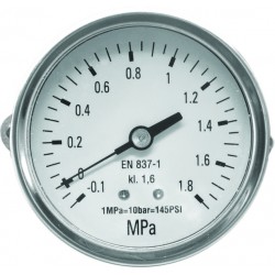 Inox stainless steel oil-filled pressure gauge, with bracket and screws...