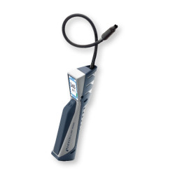 Infrared leak detector for all gases and CO2 with ppm display